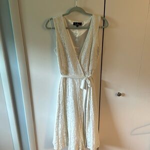 Lulus | white all over lace wrap dress